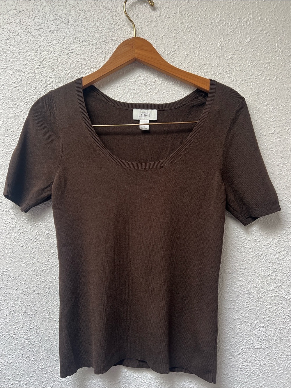 LOFT Short Sleeve Scoop Neck Tee in Brown